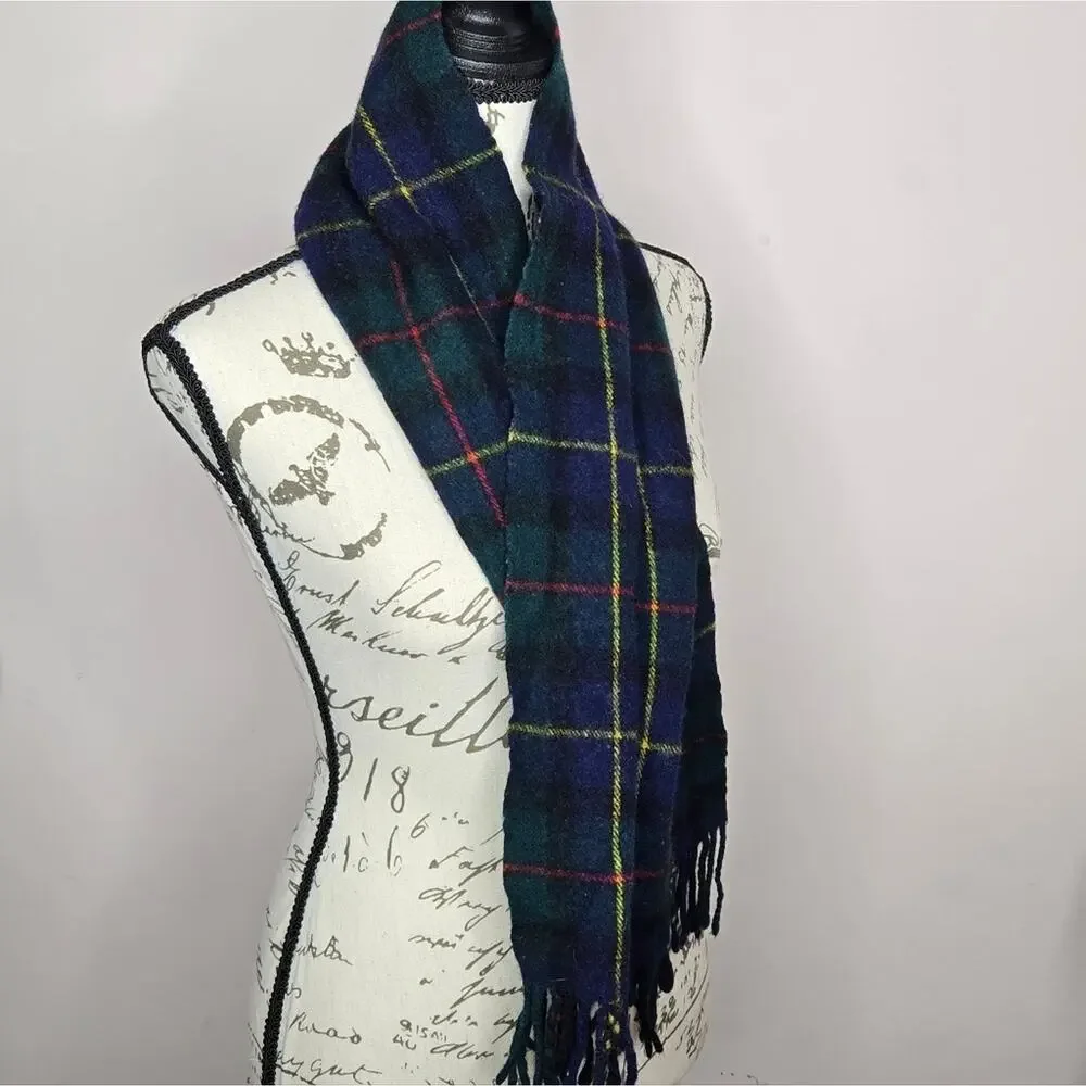 Vintage Highland Home Industries 100% Lambswool MacLeod Tartan Plaid Scarf